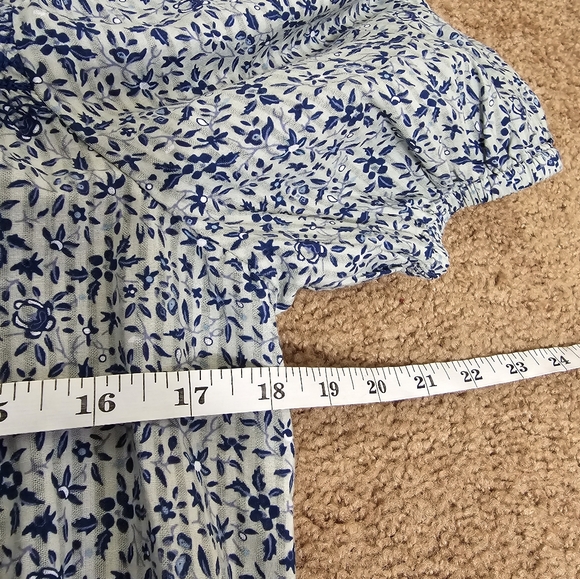 Madewell Jeanette Top in Florentine Floral In Blue Cropped Ruffle NWT Size M - Picture 11 of 14